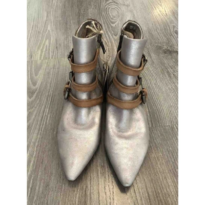 Pre-owned As98 Silver Leather Ankle Boots