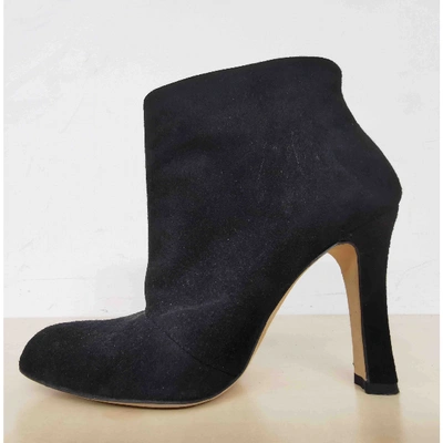 Pre-owned Manolo Blahnik Ankle Boots In Black