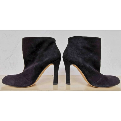 Pre-owned Manolo Blahnik Ankle Boots In Black