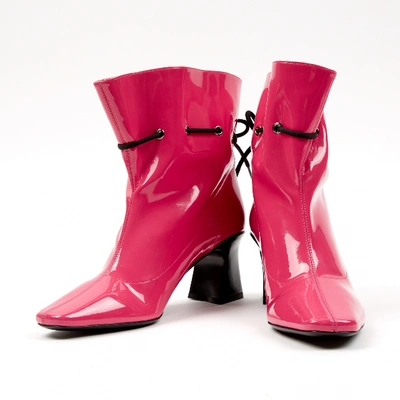 Pre-owned Fabrizio Viti Patent Leather Ankle Boots In Pink