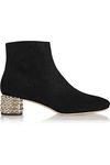 MIU MIU Crystal-Embellished Suede Ankle Boots