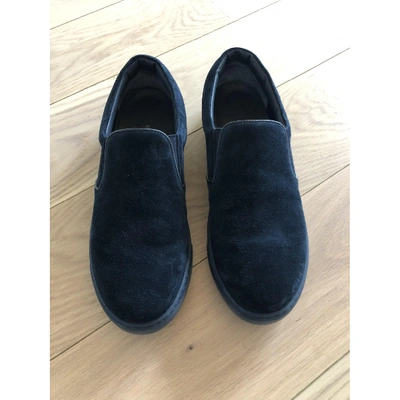 Pre-owned Moncler Navy Suede Flats