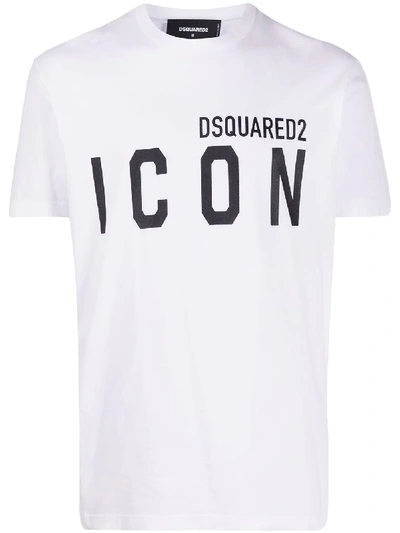 Dsquared2 White Crewneck T-shirt With Maxi Logo Print On The Front In White