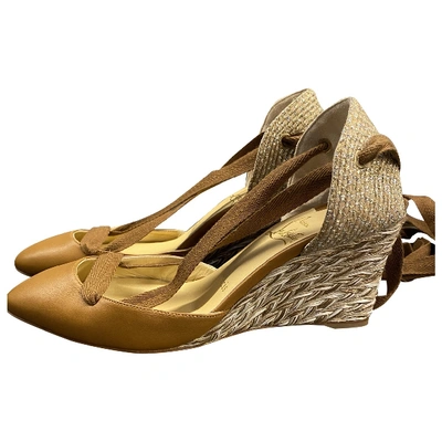 Pre-owned Christian Louboutin Leather Espadrilles In Brown