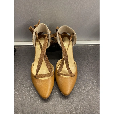 Pre-owned Christian Louboutin Leather Espadrilles In Brown