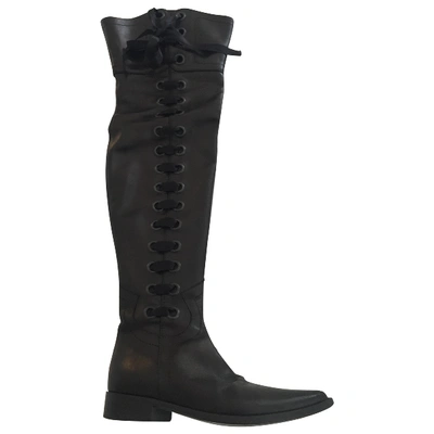 Pre-owned Clyde Leather Boots In Black