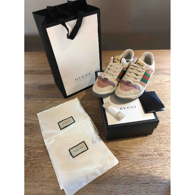 Pre-owned Gucci Screener Multicolour Leather Trainers