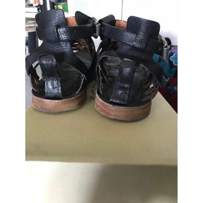 Pre-owned As98 Black Leather Sandals