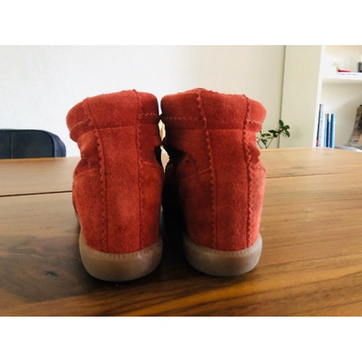 Pre-owned Isabel Marant Betty Orange Suede Trainers