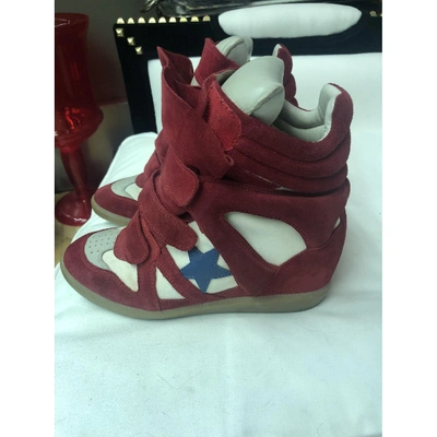 Pre-owned Isabel Marant Bayley Red Leather Trainers