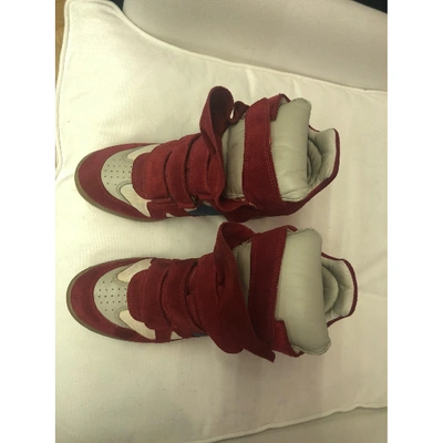 Pre-owned Isabel Marant Bayley Red Leather Trainers