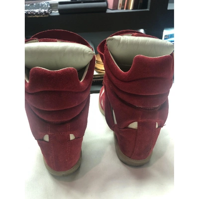 Pre-owned Isabel Marant Bayley Red Leather Trainers