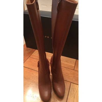 Pre-owned Ralph Lauren Leather Boots In Camel