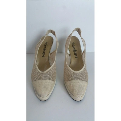 Pre-owned Saint Laurent Cloth Heels In Beige