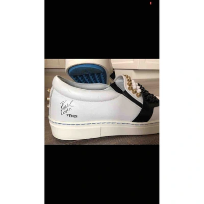 Pre-owned Fendi Leather Trainers In White