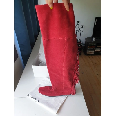 Pre-owned Maje Red Suede Boots