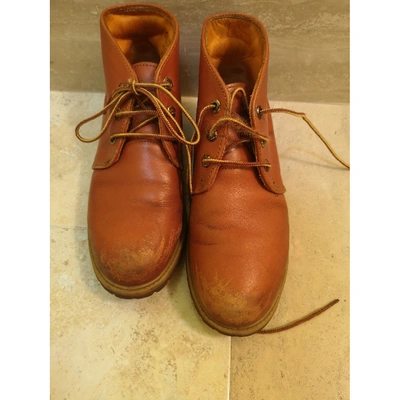 Pre-owned Timberland Leather Lace Ups In Orange