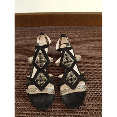 Pre-owned House Of Harlow 1960 Leather Sandals In Black