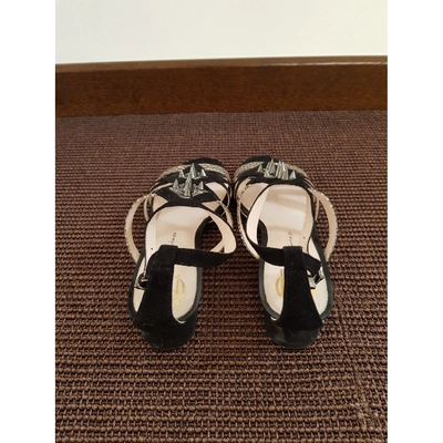 Pre-owned House Of Harlow 1960 Leather Sandals In Black