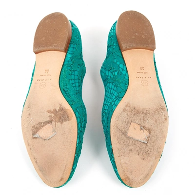 Pre-owned Elie Saab Turquoise Cloth Flats