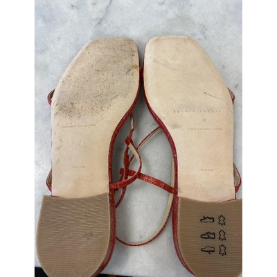 Pre-owned Studio Amelia Red Leather Sandals