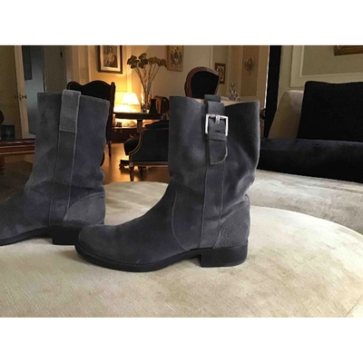 Pre-owned Chanel Ankle Boots In Grey