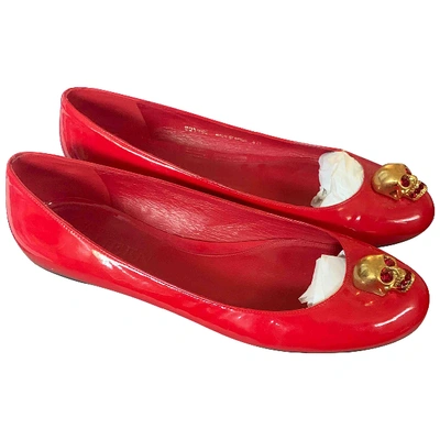 Pre-owned Alexander Mcqueen Red Leather Ballet Flats