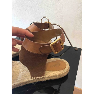 Pre-owned Chloé Leather Espadrilles In Brown