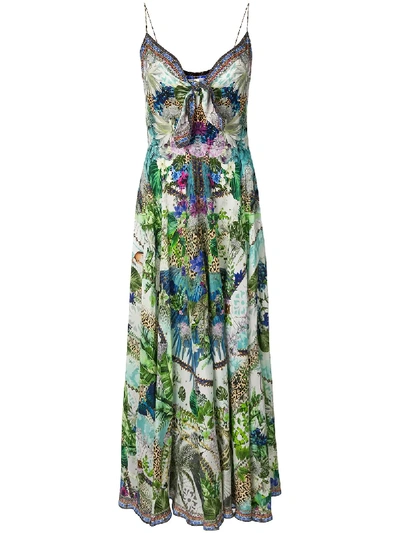 Shop Camilla Moon Garden Tie Front Maxi Dress In Multicolour