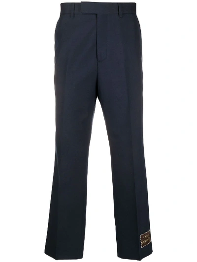 Shop Gucci Orgasmique Cropped Trousers In Blue