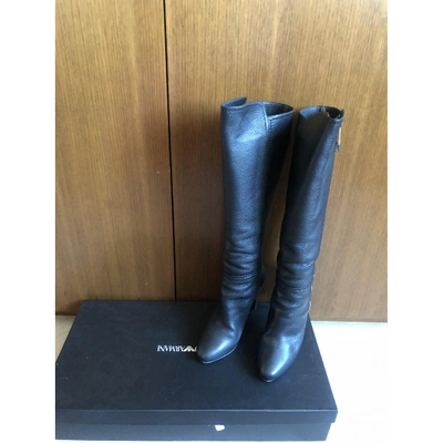 Pre-owned Emporio Armani Leather Western Boots In Black