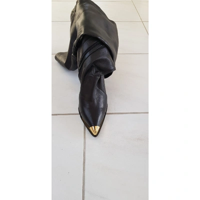 Pre-owned Versace Black Leather Boots