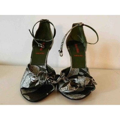 Pre-owned Miu Miu Green Leather Sandals