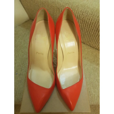 Pre-owned Christian Louboutin Corneille Leather Heels In Orange