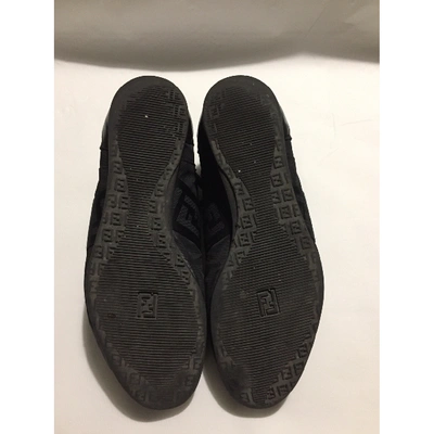 Pre-owned Fendi Leather Trainers In Black