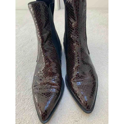 Pre-owned Topshop Unique Leather Ankle Boots In Brown