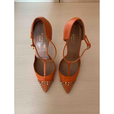 Pre-owned Gucci Leather Heels In Orange