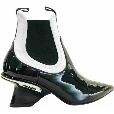 Pre-owned Prada Black Patent Leather Ankle Boots