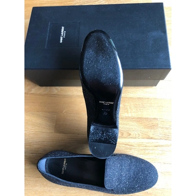 Pre-owned Saint Laurent Anthracite Glitter Flats