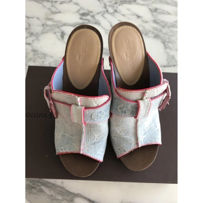 Pre-owned Louis Vuitton Cloth Mules & Clogs In Blue
