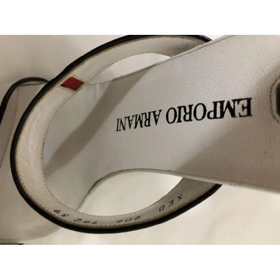 Pre-owned Emporio Armani Leather Mules In White