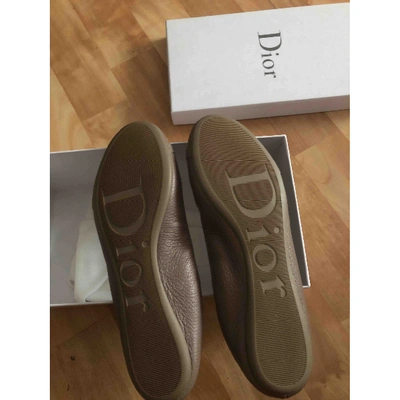 Pre-owned Dior Khaki Leather Ballet Flats