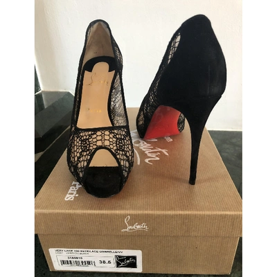 Pre-owned Christian Louboutin Black Suede Heels