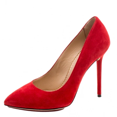 Pre-owned Charlotte Olympia Red Suede Heels