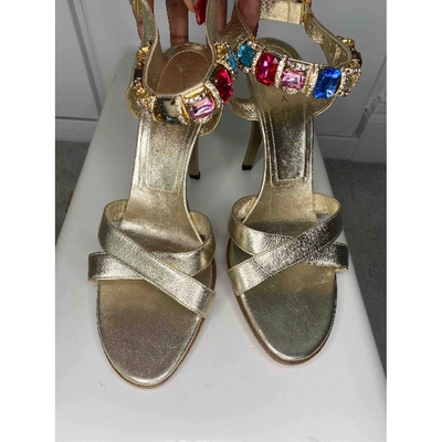 Pre-owned Casadei Leather Sandal In Gold