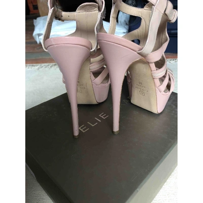 Pre-owned Elie Saab Leather Sandals In Pink