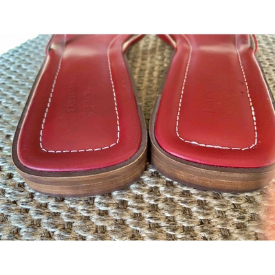 Pre-owned Lacoste Leather Flip Flops In Red