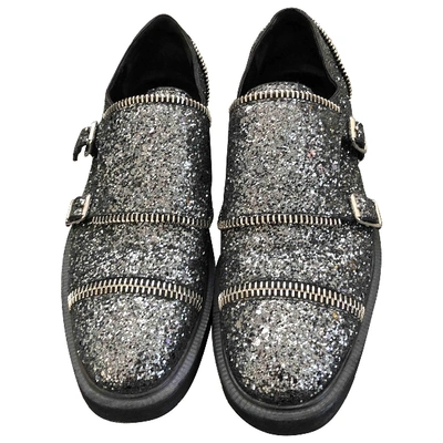 Pre-owned Giuseppe Zanotti Glitter Lace Ups In Silver