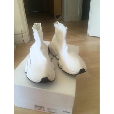 Pre-owned Balenciaga Speed White Cloth Trainers