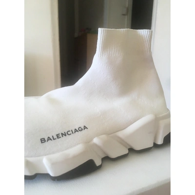 Pre-owned Balenciaga Speed White Cloth Trainers